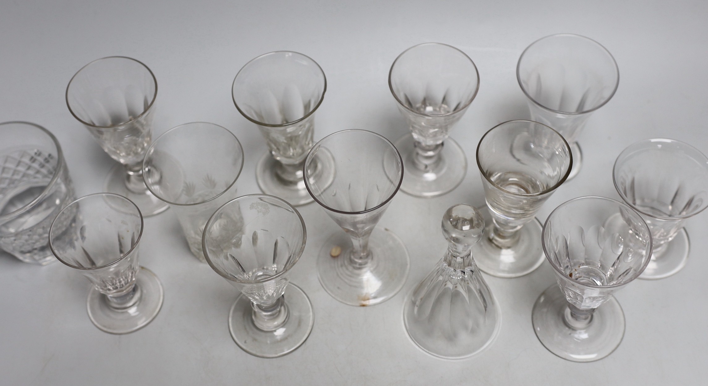 A group of late Georgian to early 20th century panelled or cut drinking glasses (13)